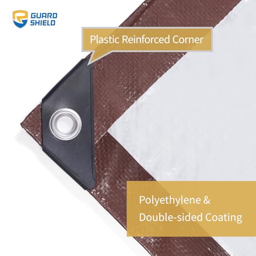 GUARD SHIELD Tarp 16x20 Feet Waterproof Brown/Silver Tarps 8Mil Multi Purpose UV Resistant Cover for Outdoor,Camping,Tent,Boats - color: Brown/Silver, size: 16x20 Feet