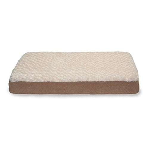 FurHaven Supportive Cooling Memory Foam Classic Mattress Dog Bed with Washable & Removable Cover - Plush Faux Fur/Suede Mattress - Cream, Dogs Up to 55 lbs - Large - color: Ultra Plush Curly Faux Fur (Cream), size: Large