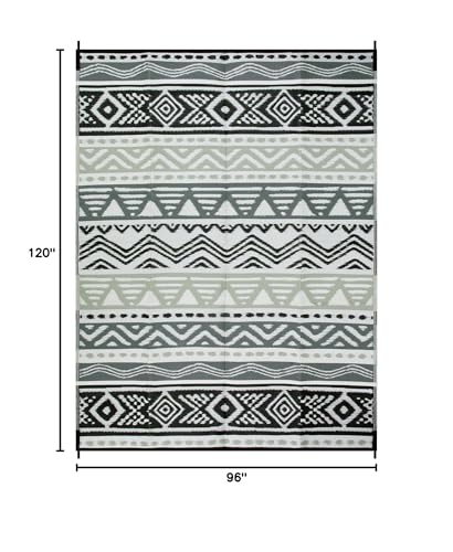 Lahome Outdoor Rug 8x10 Patio Waterproof, Reversible Outdoor Plastic Straw Rug for Camping, RV Patio Rugs Outside Large Carpet for Porch Deck Backyard Picnic(Grey/Black,8'x 10') - color: Black/Grey, size: 8'x10'