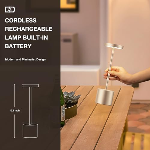 Kakanuo Cordless Table Lamp, 4000mAh Rechargeable Battery Powered Lamps, 3 Color Stepless Dimming, Wireless Outdoor Lamps for Dining Room, Bedroom, Patio, Camping, Set of 2- Antique White - color: Antique White