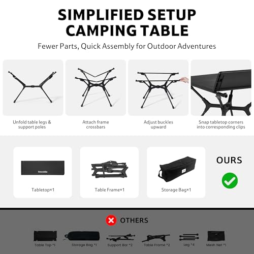Naturehike YL01 Portable Camping Table, Lightweight Folding Backpacking Table for Hiking, Tailgating, Picnics, Beach, Travel