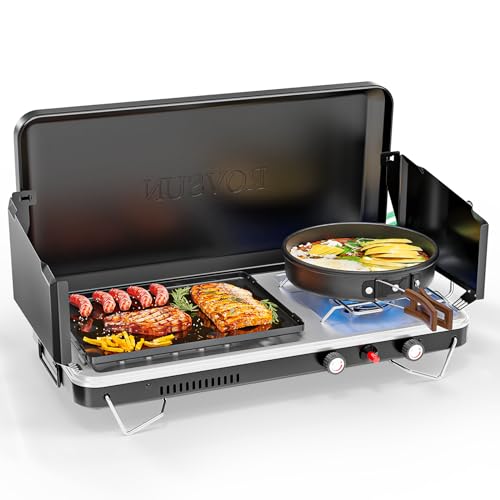 ROVSUN 2-in-1 Portable Camping Stove with Grill