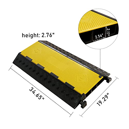 Rubber Cable Ramp 3 Channel Drive Over Hose Cable Protector Outdoor 22000Lbs Load Capacity Wires Power Lines Extension Cord Cover Traffic Speed Bump 1 Pack - color: 22000Lbs-3Channel 1Pack