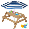 Best Choice Products Kids Picnic Table with Umbrella, 3-in-1 Sand & Water Table, Outdoor Convertible Picnic Table for Toddlers, Seats 4, Removable Top, 2 Buckets - Navy - color: Navy