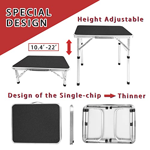 Camp Field Aluminum Folding Small Table, Adjustable Height Lightweight Portable Camping Table for Picnic Beach Outdoor Indoor (Small) (BlackB) - color: Black