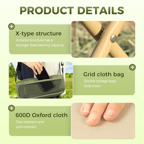 Foldable Backpack Stool, 2026 New Portable Folding Camping Stool with Shoulder Strap, Tiny Ultralight Pocket Chair That Turns into a Satchel, for Fishing, Hiking, Hunting (Green, Large) - color: Green, size: Large