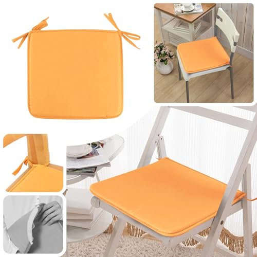 2-Pack Square Seat Cushions (15x15) - Soft Chair Pads with Ties for Indoor/Outdoor Use, Solid Color Comfort for Stools & Dining Chairs (Orange) - color: Orange