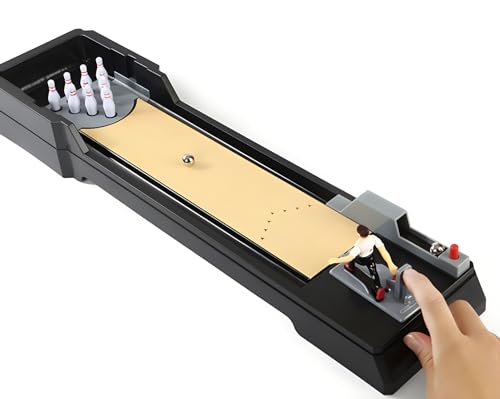 Desktop Bowling Game for Adults & Kids, 25.5" Tabletop Bowling Alley with Auto Ball Return, 10-Pin Mini Bowling Set, Portable Table Top Sports Toy for Home, Office & Party