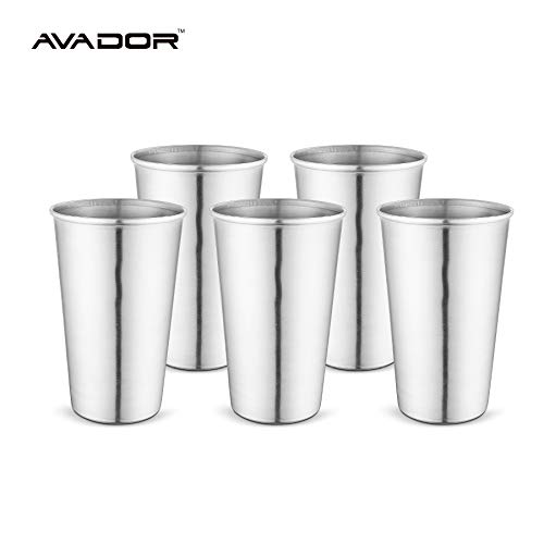 Avador® 18/8 Stainless Steel Products for Dining | Camping | Outdoor BPA Free Dishwasher Safe (Set of 5 Tumbler 16 oz) - color: Set of 5 Tumbler 16 oz