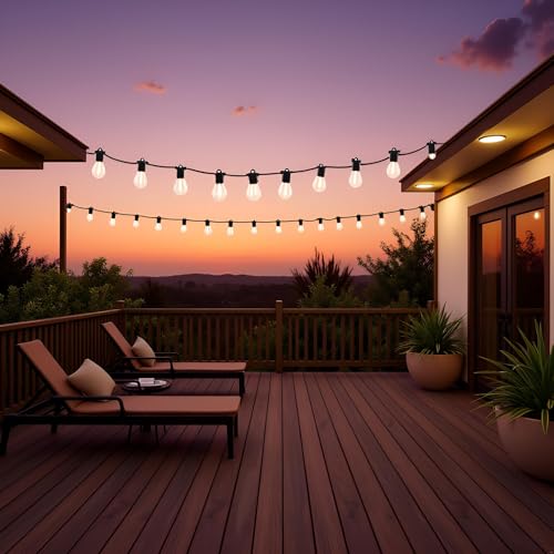 LED Patio String Lights, 35ft 18 Lights Adapter Powered, E26 Socket with S14 Bulbs Weatherproof Outdoor Bistro Lights (18 Lights - Adapter) - color: 18 Lights - Adapter
