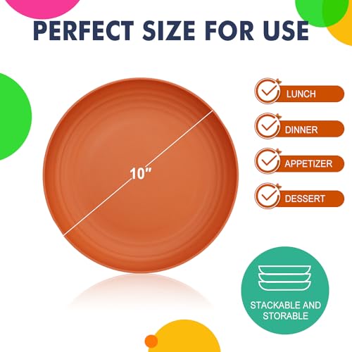 Homienly 10 inch Wheat Straw Dinner Plates Set of 8 - Alternative to Plastic, Microwave & Dishwasher Safe, Unbreakable Kids Plates with 4 Colors (Classic Bright) - color: Classic Bright, size: 10 Inch