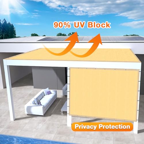 Artpuch Outdoor Pergola Shade Cover 4x7 FT Sun Shade Cloth with Grommets Sand Commercial Grade Patio Privacy Screen Shade Canopy (Customized Available) GN04 - color: Sand, size: 4' X 7' Customized
