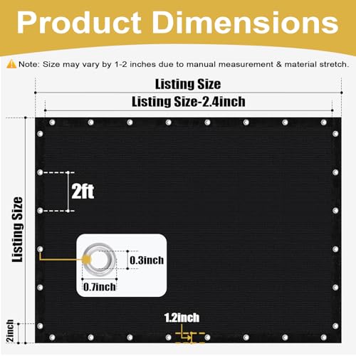 Shade&Beyond Customized 90% Sun Shade Cloth with Grommets, 3' X 6' Pergola Shade Cover Canopy, Sun Screens for Patio, Outdoor, Garden, Backyard, Black - color: Black, size: 0 3' X 0 6'