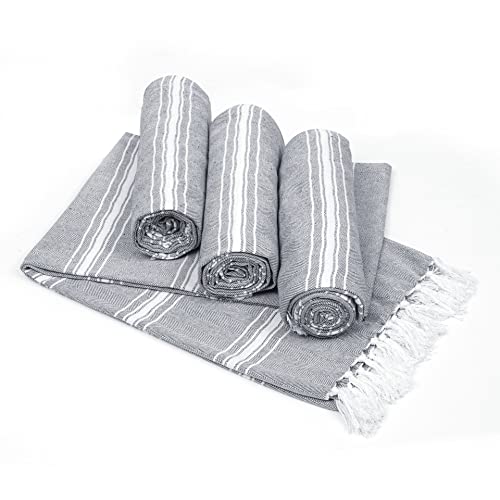 Belizzi Home Turkish Beach Towel -Large Beach Towels Oversized 4 Pack-Soft Durable Compact Lightweight Quick Dry Sand Free Bath Pool Towel Set for Beach Gifts Clearance Vacation Travel - Charcoal Grey - color: Charcoal, size: 4 Pack