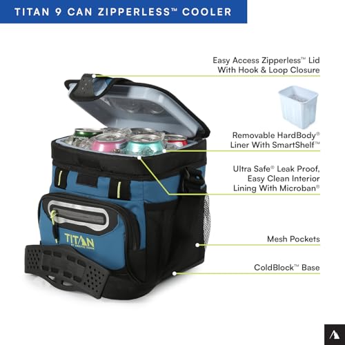 Titan by Arctic Zone Deep Freeze Cooler - Zipperless Hardbody Cooler - Deep Freeze Insulation, HardBody Liner, and SmartShelf - color: Marine Blue, size: 9 Can