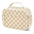 Insulated Lunch Bag for Girls & Boys, Kids & Teens – Cute Checkered Lunch Box with Side Pockets, Buckle Handle for Backpack Hanging, Lightweight Waterproof Lunchbox for School, Teens, Women & Man ﻿ - color: Checkered Beige Brown-Kid