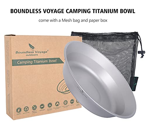 Boundless Voyage Titanium Dish Plate Bowl Set with Carry Bag Outdoor Camping Pan Tableware Cookware Mess Kit for Food Fruit Sauce Ti1112T - color: Ti1112T (bowl)