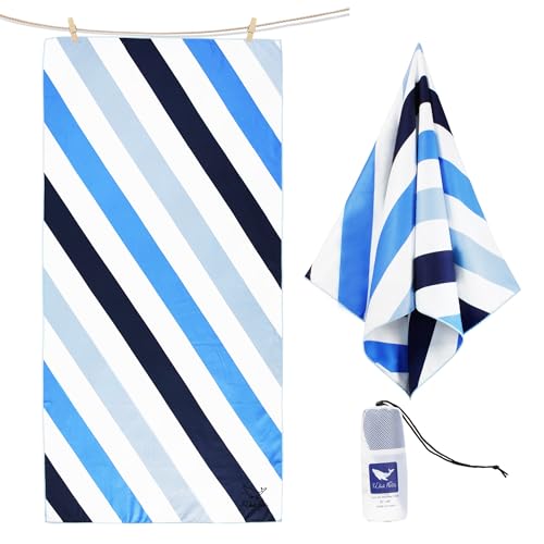 Whale Flotilla Quick Dry Beach Towel Oversized (35"x70"), Microfiber Sand-Free Beach Towels, Extra Large Compact Pool Travel Accessories, Blue - color: Cabana Blue, size: 70.00" x 35.00"