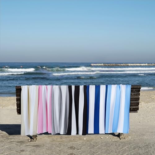 WILFA Extra Large Beach Towel - Oversized Mircofiber Beach Towel 40'' x 70'', XL Striped Lightweight Pool Towel, Big Cabana Swim Travel Towel for Adults Mens Women,Navy Blue - color: Navy Blue