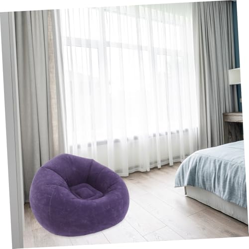 Healifty Folding Inflatable Air Sofa Chair with Soft Flocked Material Portable Single Bean Bag for Camping Travel Includes Air Pump