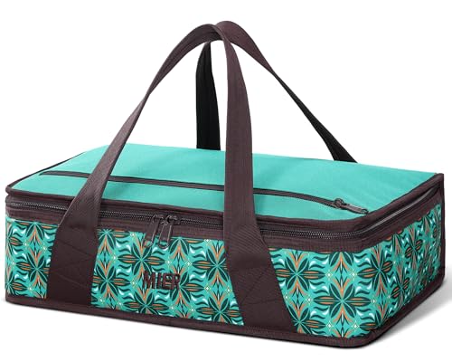 MIER Insulated Casserole Carrier for Hot or Cold Food Thermal Food Carrier Bag for Lasagna Potluck Parties Picnic Cookouts, Fits 9"x13" Baking Dish/Foil Pan, Teal - color: Teal, size: 16 x 10 x 4 inches