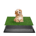 Dog Grass Pad with Tray, 25" x 20" Indoor Artificial Grass Pee Pad for Puppy Potty Training, Portable Dog Toilet Pet Loo, 3-Layer System - size: M 25x20x1.2IN-1 Grass Pad
