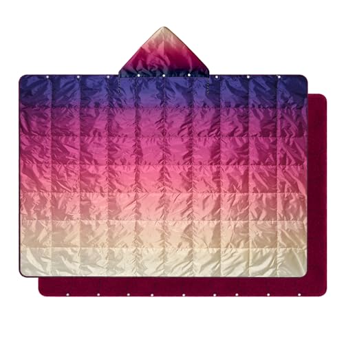 zzlamb Hooded Stadium Blanket,Waterproof Outdoor Camping Blanket Polar Fleece,Warm Windproof Portable for Stadium,Sports,Picnic,Beach,Car,Pets,56x75in Dawn Fade - color: Dawn Fade