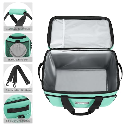 Soft Insulated Cooler Bag Collapsible Large Travel Coolers Soft Sided Coolers Ice Chest, Leakproof, Waterproof - color: light green