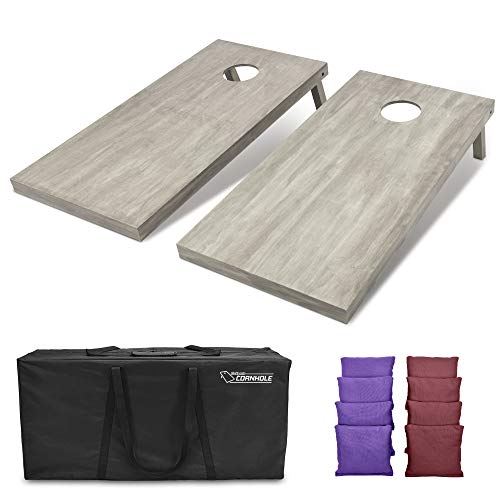 GoSports 4 ft x 2 ft Regulation Size Wooden Cornhole Boards Set - Includes Carrying Case and Bean Bags (Choose Your Colors) Over 100 Color Combinations - color: Burgundy & Purple