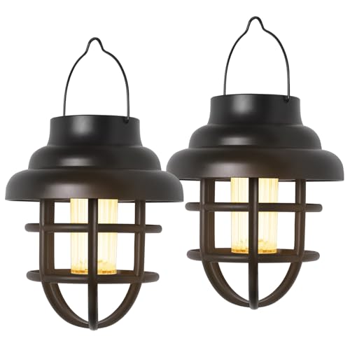 Solar Lights Outdoor Waterproof Hanging Solar Lantern Garden Decor, Hanging Outdoor Lanterns Led Lights for Outside Porch Patio Yard Balcony Pathway - size: 2pack