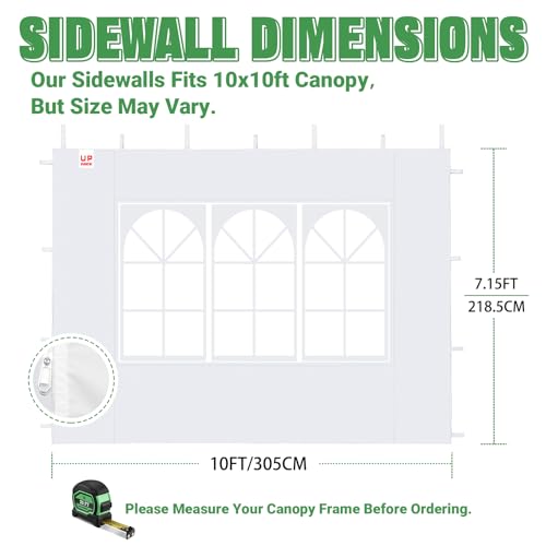 Acepic 2Pcs Instant Canopy Tent Sidewalls for 10x10 Pop-Up Canopy, Garden Gazebo, 210D Oxford Fabric Waterproof, White (Canopy Tent NOT Included) - color: White, size: 10*10ft 2pcs