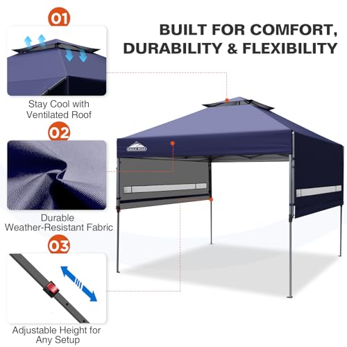 EAGLE PEAK 17x10 Pop up Gazebo Canopy Tent Outdoor Instant Canopy Shelter with Adjustable Dual Half Awnings (Blue) - color: Blue