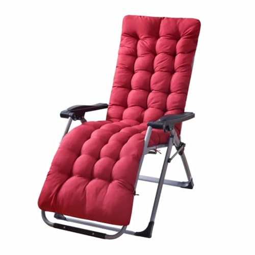 Patio Chaise Lounger Cushion， Rocking Chair Sofa Cushion with 6 Ties， Thick Padded Swing Bench Cushion， Zero Gravity Chair Cushion61x19x3in (Wine Red) - color: Wine Red