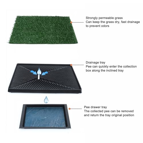 Dog Grass Potty Tray Large Capacity Reusable Odor Puppy Training Artificial Grass Pee Pad Indoor Outdoor (Small Size) - size: Small Size