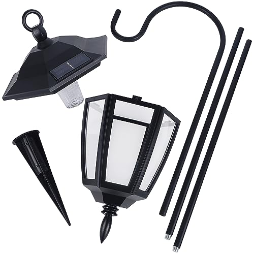 Dynaming 2 Pack Solar Hanging Lights Outdoor, Solar Powered Garden Decorative Lanterns with 2 x 38 Inch Shepherd Hooks, Waterproof Landscape Lighting for Lawn Patio Yard Pathway Driveway, Warm White - size: 2 Pack