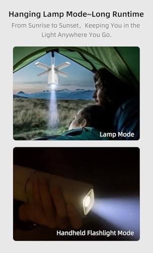 klarus CL2 Rechargeable Camping Lantern, 750 Lumens, 7 Light Modes Waterproof Foldable Tent Light with Power Supply for Emergency, Camping, Beach, Travel, Power Outages, Bundle with a USB Wall Plug