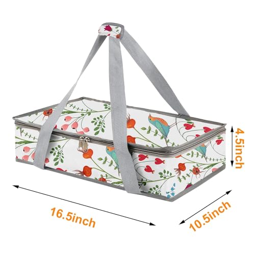 Insulated Casserole Carriers for Hot or Cold Food,Casserole Dish Bag Carrying Case,Food Carrier Warmer Container Bag for Travel Picnic.Pioneer Woman Kitchen Stuff.Fits 9"x13" Baking Dish - color: Bird