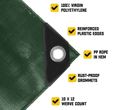 Core Tarps Classic 5 Mil Tarp Cover, Waterproof, UV Resistant, Rip and Tear Proof, Poly Tarpaulin with Reinforced Edges for Roof, Patio, Pool Cover, Boat (Green/Black 6′ X 8′) - color: Green/Black-5 Mil, size: 6′ X 8′