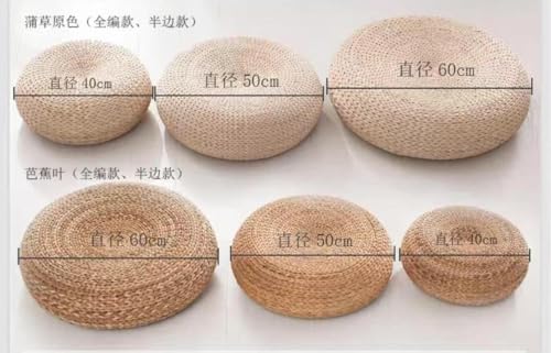 Straw Flat Seat Cushion, Handmade Floor Pouf Mat, Ottoman Footstool for Meditation, Zen, Yoga Practice or Buddha (15.7" Dia. x 6.3" H) - size: 15.7" Dia. x 6.3" H