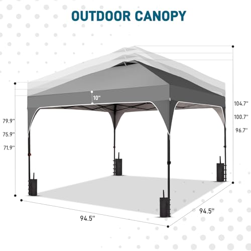 8x8 FT Canopy Tent, 1-Button Push Pop Up Canopy with 4 Sandbags and Carrying Bag, Instant Outdoor Gazebo Shelter - color: Gray, size: 8x8