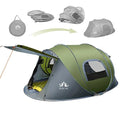 Night Cat Pop-up Camping Tent: 2 Person Tent Waterproof Instant Easy Setup Family Tent - color: Dark Green, size: 3-4 Persons (11.8x7.5x4.3 ft)