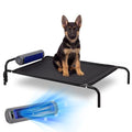 Tailwaggz Elevated Outdoor Dog Bed with Fan - Cooling Dog Bed for Large Dogs, Waterproof Cot Easy to Assemble, 3 Wind Speed, Raised Dog Bed with Washable Mesh Cover, Durable, Non Slip, Up to 85 lbs - size: Medium