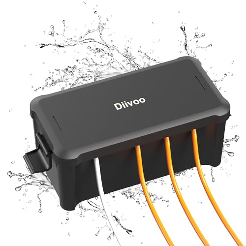 Diivoo Medium Weatherproof Extension Cord Cover, Outdoor Plug Protector Waterproof, Outdoor Extension Cord Box for Power Strip, Holiday Lights, Patio Heaters, Black - size: Medium