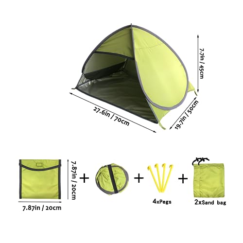 Small Pop Up Beach Tent Portable Head Tent, Pet Shade Canopy with Breathable Meshed Window for Dogs/Cats (Light Green) - color: Light Green