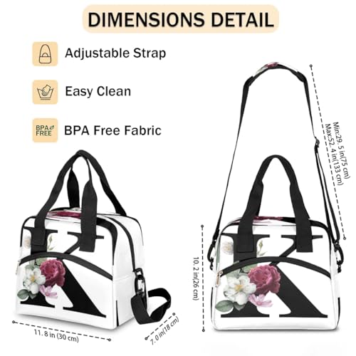 Letter K Insulated Lunch Bag for Women Men Reusable Waterproof Lunch Box Cooler Tote Bag One shoulder portable meal bag Portable Adult Lunchbox for Work Picnic Hiking Beach - color: Letter K