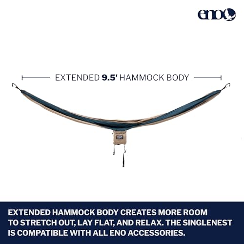 ENO, Eagles Nest Outfitters SingleNest Lightweight Camping Hammock - color: Tan | Marine