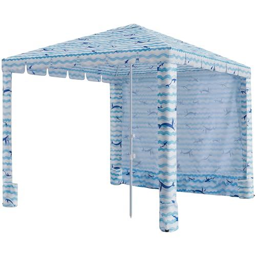 Umineux Beach Cabana - 8FT Beach Canopy with Side Wall, Easy Setup Beach Tent Sun Shelter, Waterproof Tent - Portable Shade for Whole Family (Blue Whale) - color: Blue Whale, size: 8ft