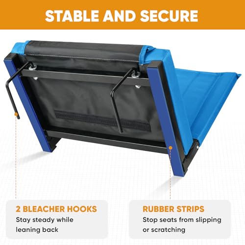 APEXUP Stadium Seats with Back Support, Portable Bleacher Seat with Large Pocket and Cup Holder, Wide Stadium Chair for Sports Events and Concerts - color: Sky Blue