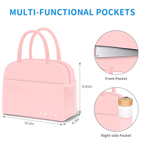 DALINDA Lunch Bag Lunch Box for Women Men Reusable Insulated Lunch Bags for Adults,Leakproof Cute Cooler Lunch Tote Bag,Large Capacity for Work Travel Picnic, PINK - color: Pink, size: Oxford cloth
