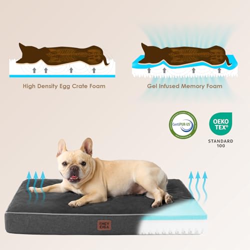 EHEYCIGA Orthopedic Dog Bed Waterproof 47"x29", Memory Foam Pet Bed for XXLarge Dog Bed, Washable Pet Mat with Removable Cover, Dark Grey - color: Dark Grey, size: 47.0"L x 29.0"W x 3.0"Th